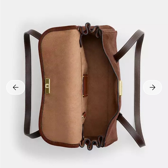 NWT!! Coach Bridget Flap Shoulder Bag in Vintage Brown Suede CDB06 - Picture 3 of 5